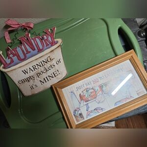 Laundry Sign Lot Of 2 Small Vintage And New
